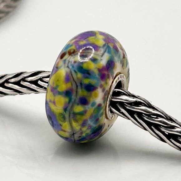 TROLLBEADS Authentic TrollStone LAA 925S Yellow Purple Green Blue Confetti - Picture 8 of 13